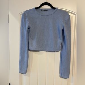 Zara blue cropped light weight sweater Size medium Excellent condition